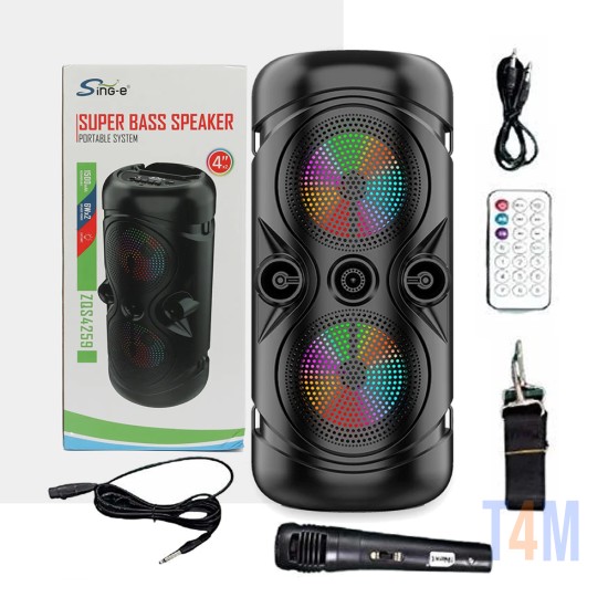 Sing-e Portable Wireless Speaker ZQS4259 with Mic and Remote Control Black